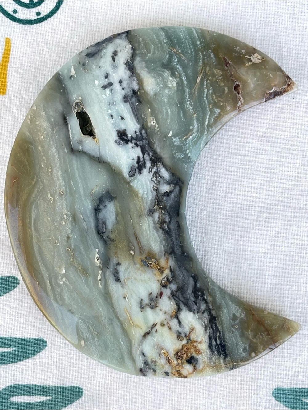 Caribbean Calcite Crystal Moon Carving Ceiling Hanging Decor